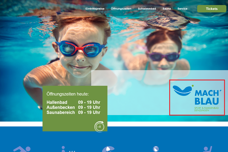 Das Logo von mach blau Das Logo von mach blau