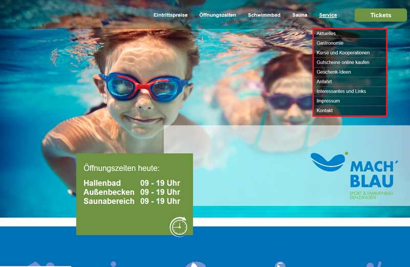 Ein Untermenü von mach blau Ein Untermenü von mach blau